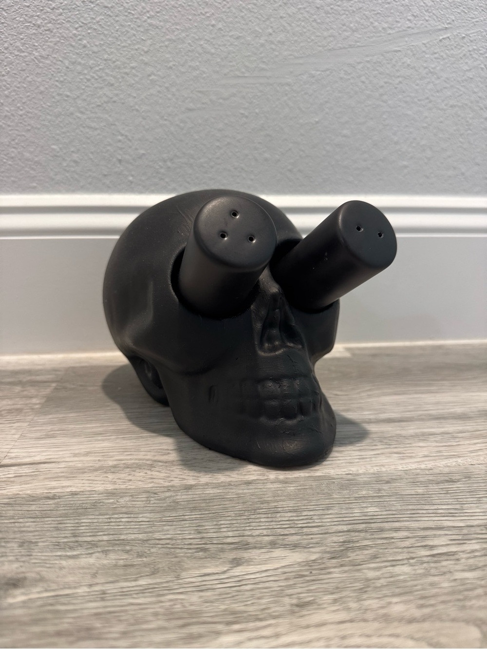 Matte Black Skull Salt and Pepper Shaker Set - Home Accents